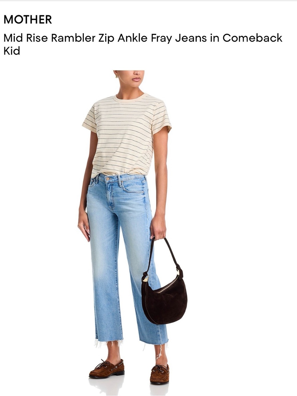 MOTHER Comeback Kid Mid-Rise, Ankle Fray Jeans - Light Blue